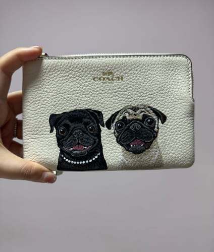Customer photo review of Coach Wristlet with Custom Pet Portrait