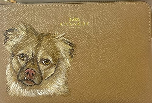 Customer photo review of Coach Wristlet with Custom Pet Portrait
