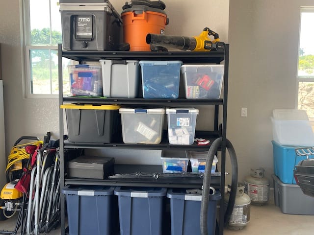 Customer photo review of REIBII 60"W x 72"H Industrial Garage Shelving, 3000LBS Heavy Duty Storage Shelves, Adjustable Metal Shelving for Basement Warehouse