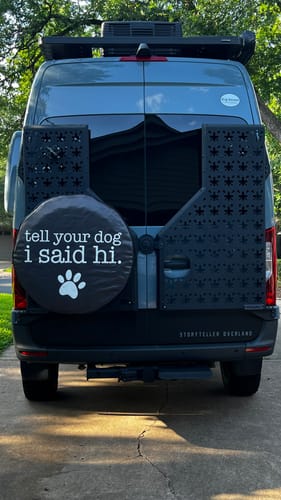 Customer photo review of Tell Your Dog I Said Hi - Spare Tire Cover for Campers, Jeep, Bronco, RV, & More