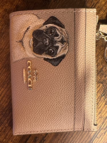 Customer photo review of Coach Mini Skinny Card Wallet with Custom Pet Portrait