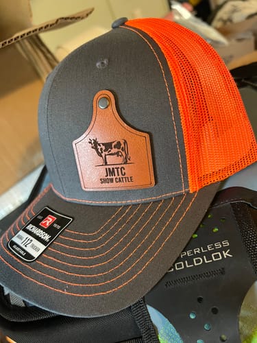 Customer photo review of Custom Leather Patch Trucker Hat - Richardson 112