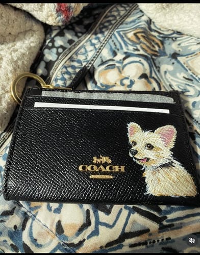 Customer photo review of Coach Mini Skinny Card Wallet with Custom Pet Portrait