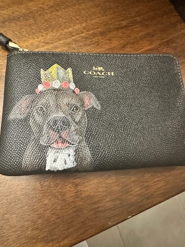 Customer photo review of Coach Wristlet with Custom Pet Portrait