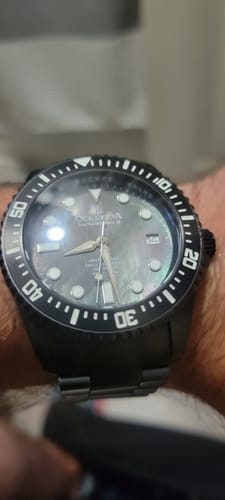 Customer photo review of Oceaneva Men's Deep Marine Explorer III 3000M Pro Diver Watch Gun Metal Gray Mother Of Pearl Dial Black IP