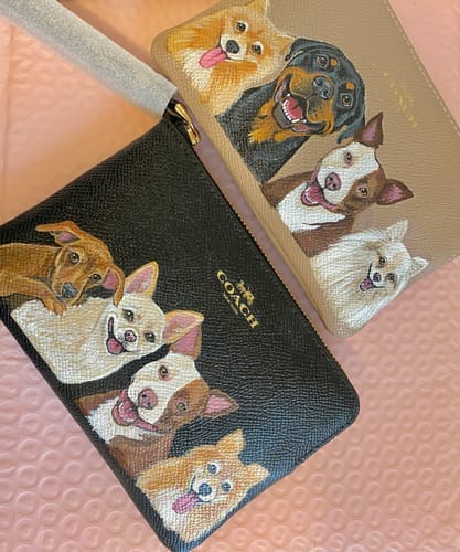 Customer photo review of Coach Wristlet with Custom Pet Portrait