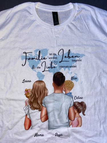 Customer photo review of Meine Familie - Personalisiertes T-Shirt (100% Baumwolle, Unisex)