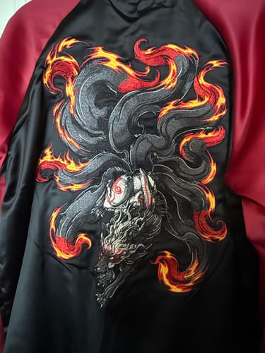 Customer photo review of Fiery Nine Tailed Kitsune Sukajan Jacket