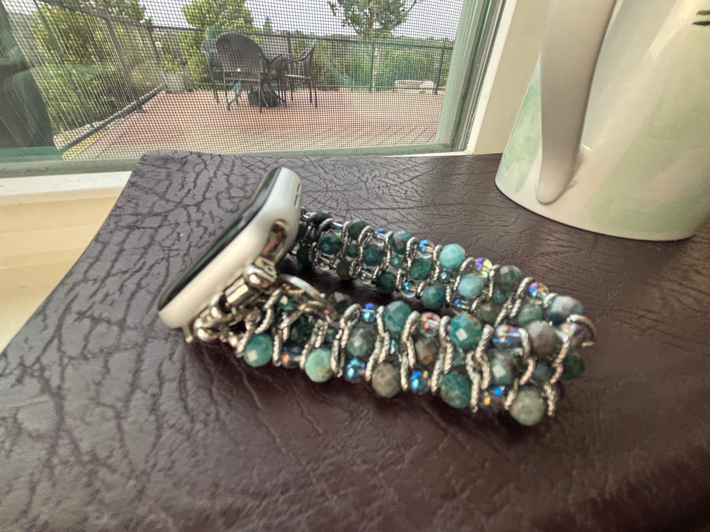 Customer photo review of Apatite Azure Braided Apple Watch Strap