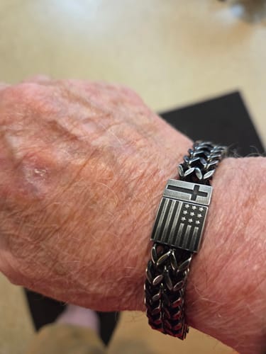 Customer photo review of In God We Trust Bracelet: Helps Pair Veterans With A Service Dog Or Shelter Dog