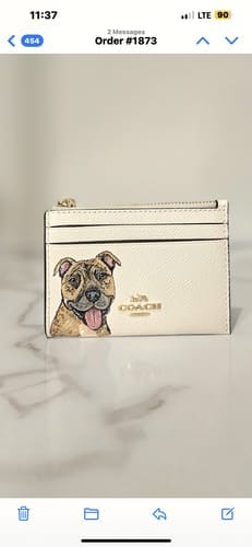 Customer photo review of Coach Mini Skinny Card Wallet with Custom Pet Portrait