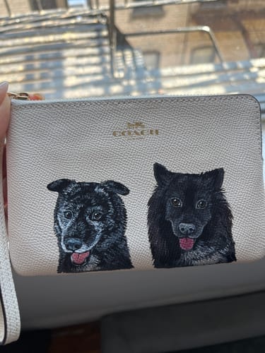 Customer photo review of Coach Wristlet with Custom Pet Portrait