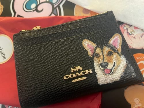 Customer photo review of Coach Mini Skinny Card Wallet with Custom Pet Portrait