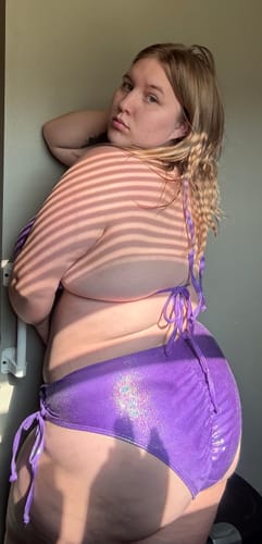 Customer photo review of Violet Crush Side Tie Bottom