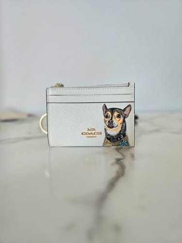 Customer photo review of Coach Mini Skinny Card Wallet with Custom Pet Portrait