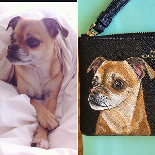 Customer photo review of Coach Wristlet with Custom Pet Portrait