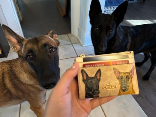 Customer photo review of Coach Mini Skinny Card Wallet with Custom Pet Portrait