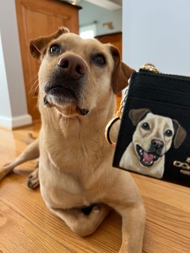 Customer photo review of Coach Mini Skinny Card Wallet with Custom Pet Portrait