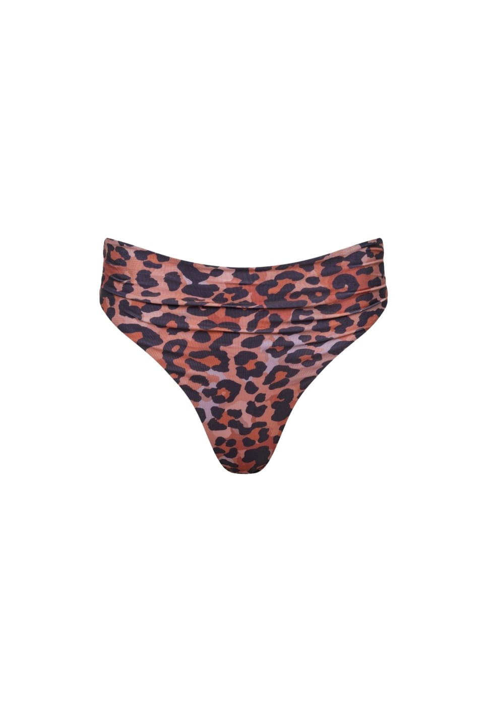 Customer photo review of Capri Ruched High Waist Thong Bikini Bottom Leopard
