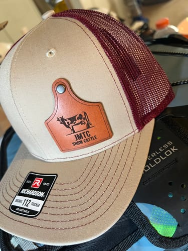 Customer photo review of Custom Leather Patch Trucker Hat - Richardson 112