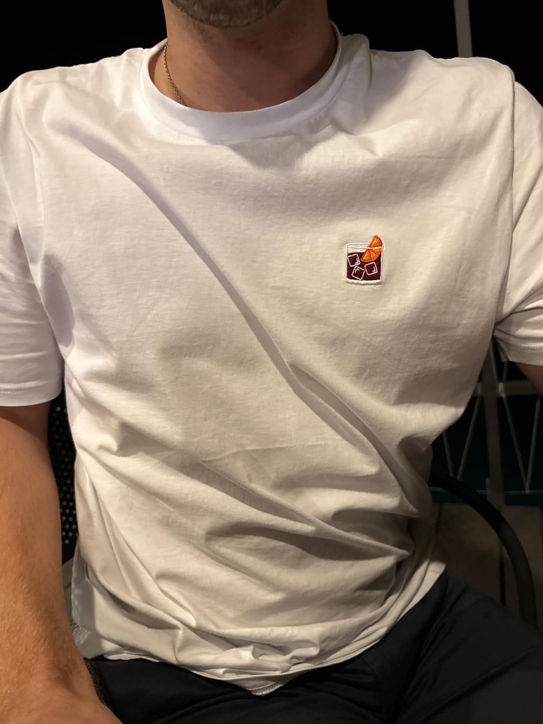 Customer photo review of The Negroni Glass organic t-shirt