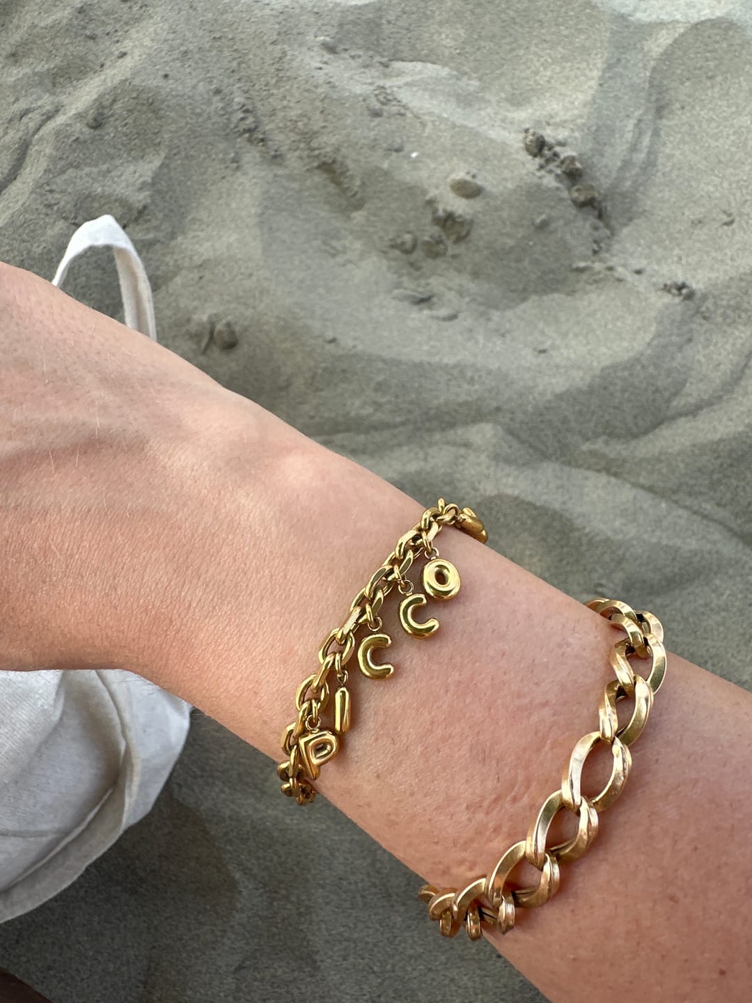 Customer photo review of Bubble Letter Bracelet (sale)