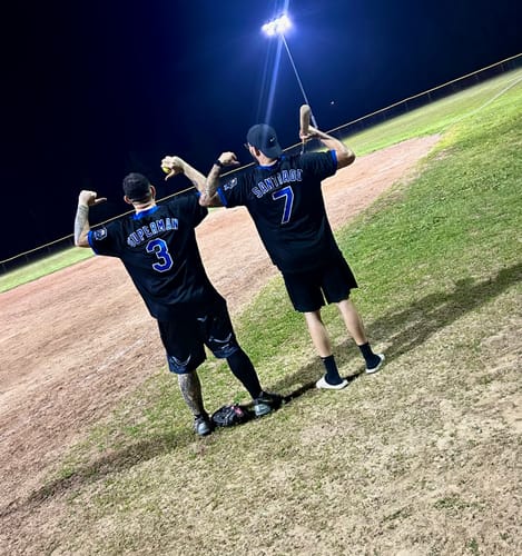 Customer photo review of Custom Black Royal-White Two-Button Unisex Softball Jersey