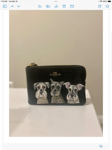 Customer photo review of Coach Wristlet with Custom Pet Portrait