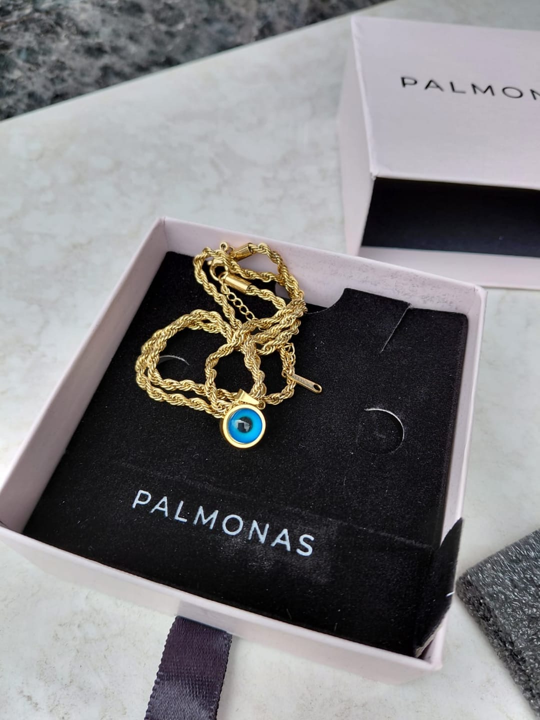 Customer photo review of Evil-Eye Spiral Necklace