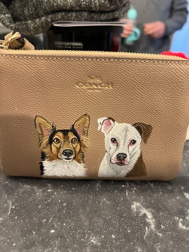 Customer photo review of Coach Wristlet with Custom Pet Portrait