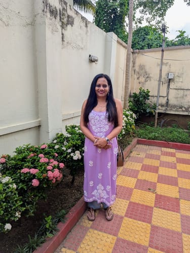 Customer photo review of Mirha Lavender Sleeveless Rayon Kurta