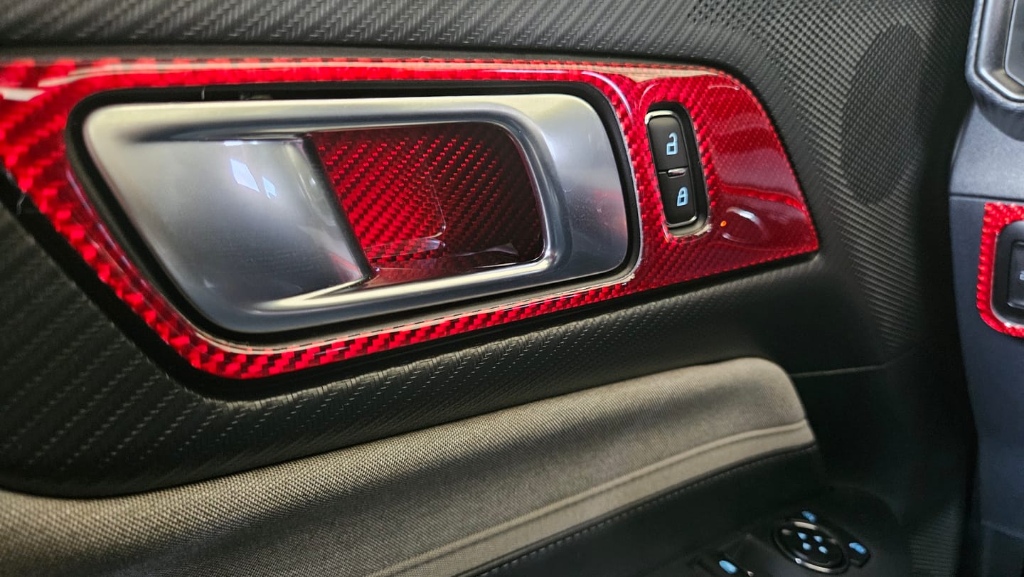 Customer photo review of 2024+ S650 Mustang Real Carbon Interior Door Handle Trim Overlay