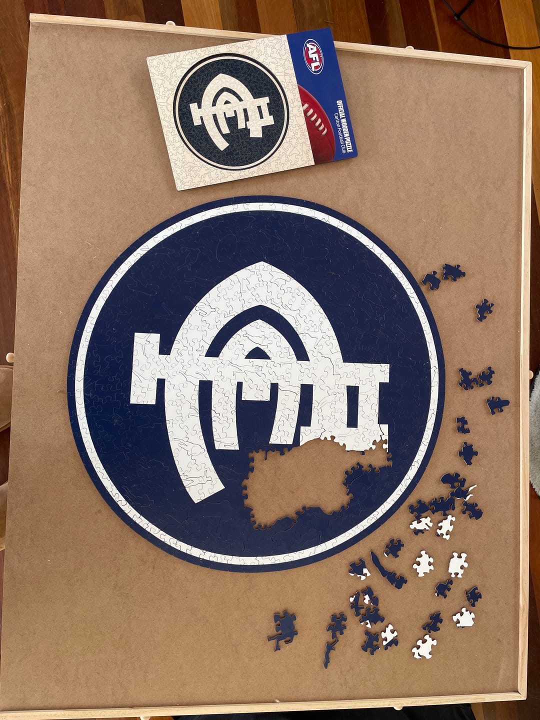 Customer photo review of Carlton FC Logo - Wooden Puzzle