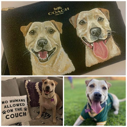 Customer photo review of Coach Wristlet with Custom Pet Portrait