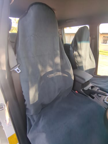 Customer photo review of Waterproof Car Seat Towel – Charcoal Grey | Towel Society