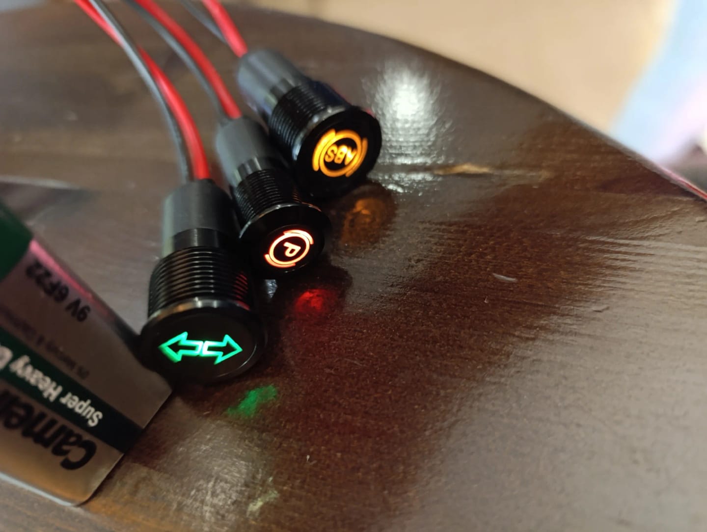 Customer photo review of 16mm Waterproof Lamp FILM 12V LED Car Boat LED Warning Dashboard Signal Lights Instrument Pilot light