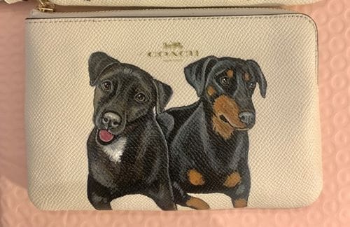 Customer photo review of Coach Wristlet with Custom Pet Portrait