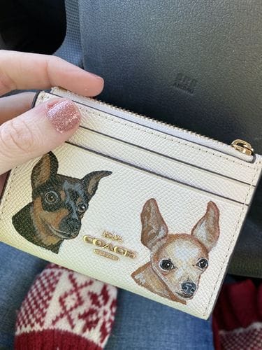 Customer photo review of Coach Wristlet with Custom Pet Portrait