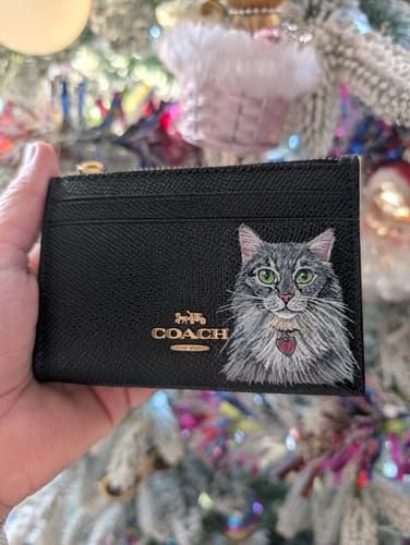 Customer photo review of Coach Mini Skinny Card Wallet with Custom Pet Portrait