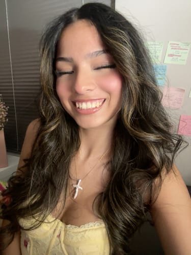 Customer photo review of Pearl Cross Necklace