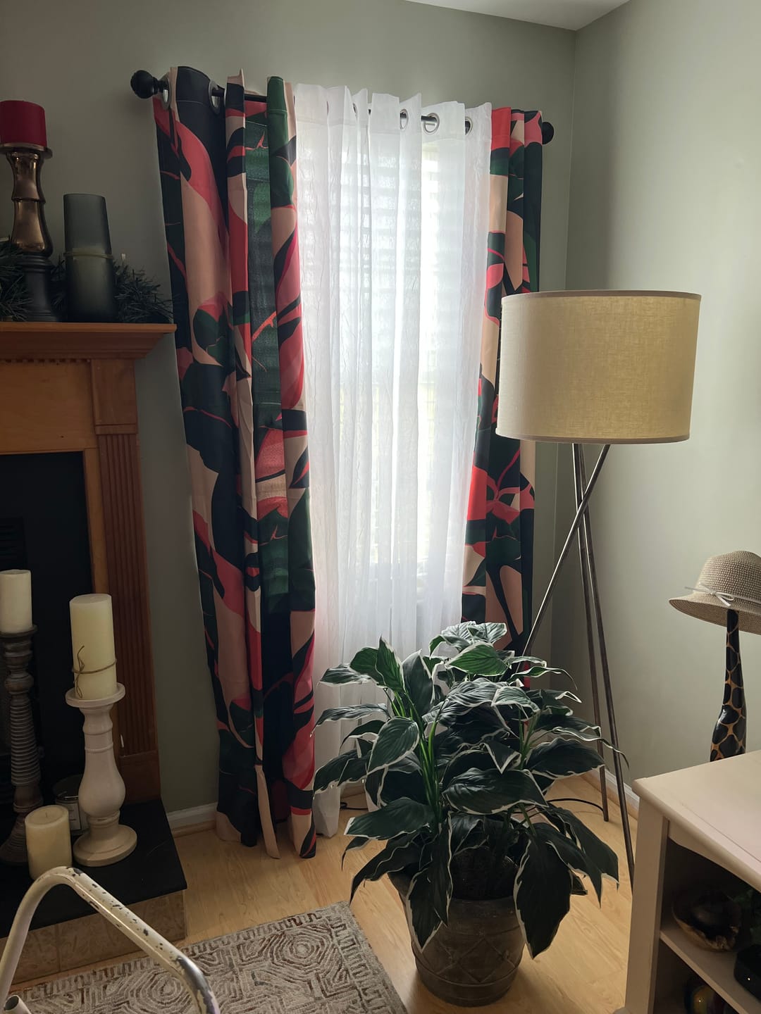 Customer photo review of Abstract Peonies Natural Colors Floral Blackout Window Curtain HELMI