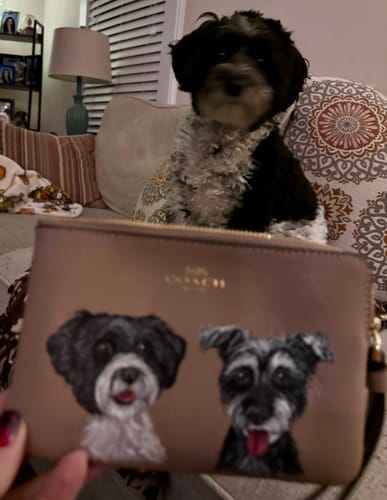 Customer photo review of Coach Wristlet with Custom Pet Portrait