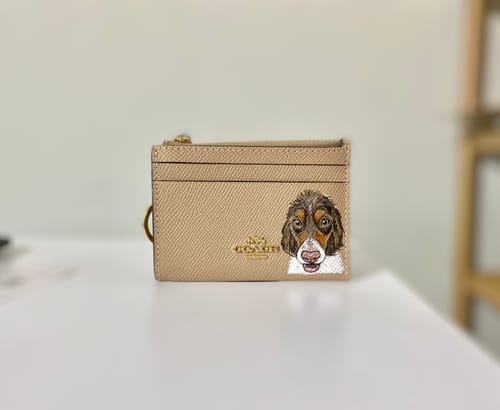 Customer photo review of Coach Mini Skinny Card Wallet with Custom Pet Portrait