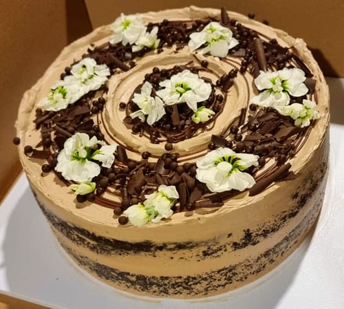 Customer photo review of double chocolate cake