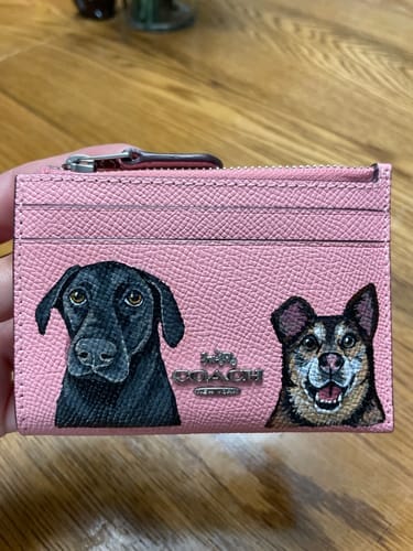 Customer photo review of Coach Mini Skinny Card Wallet with Custom Pet Portrait