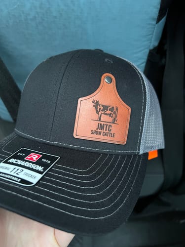 Customer photo review of Custom Leather Patch Trucker Hat - Richardson 112