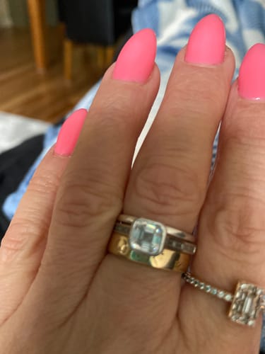 Customer photo review of Cubic Zirconia Square Bezel Ring in Sterling Silver