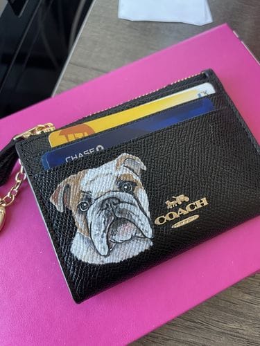 Customer photo review of Coach Wristlet with Custom Pet Portrait