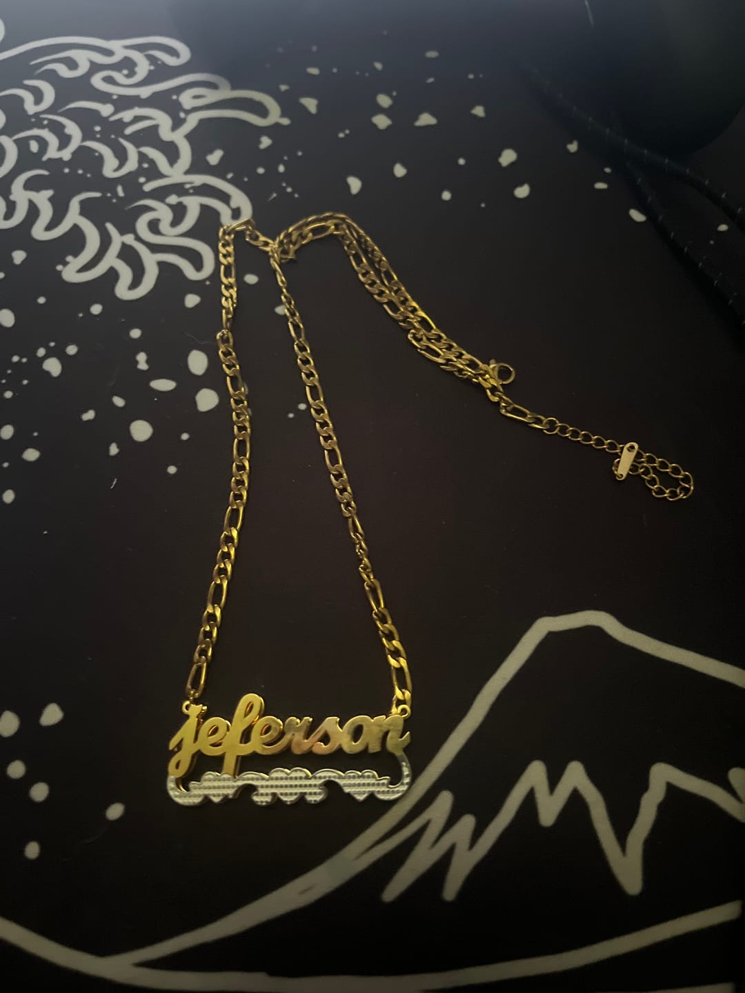 Customer photo review of Double Plated Triple Heart Name Necklace w/ Cuban Chain