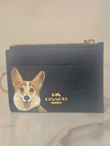 Customer photo review of Coach Mini Skinny Card Wallet with Custom Pet Portrait